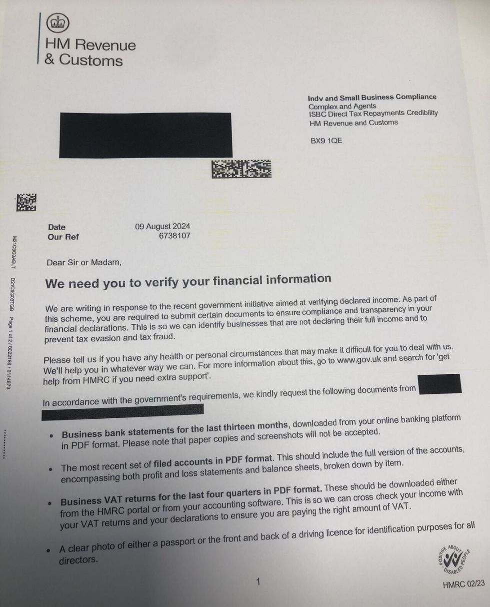 HMRC scam letter