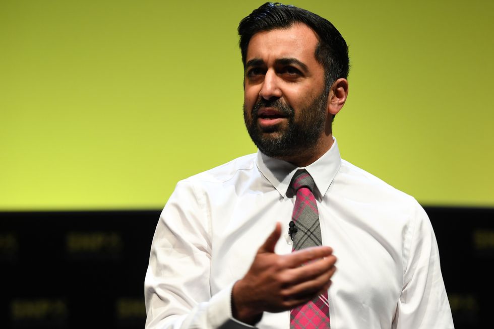 Humza Yousaf taking part in the first SNP leadership hustings