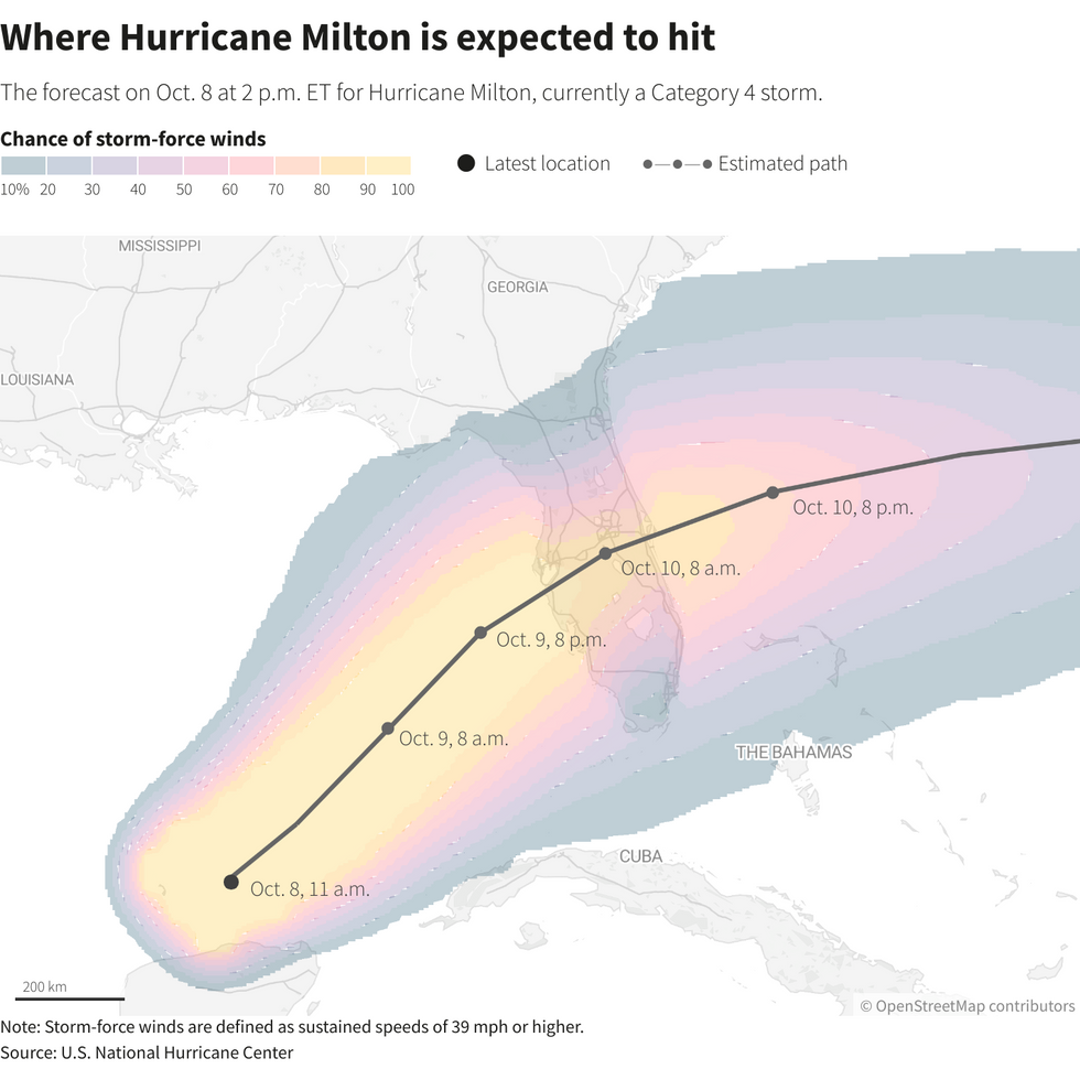 Hurricane Milton map