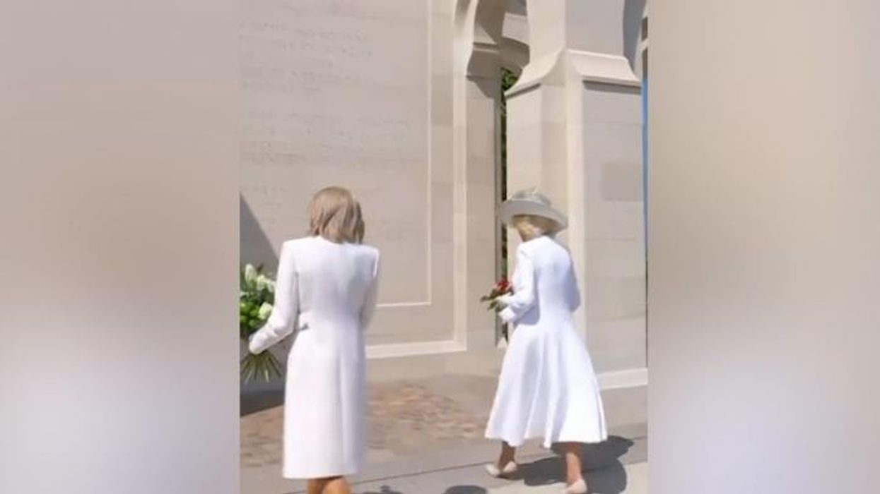 Brigitte Macron has AWKWARD faux pas she HOLDS Queen Camilla's hand