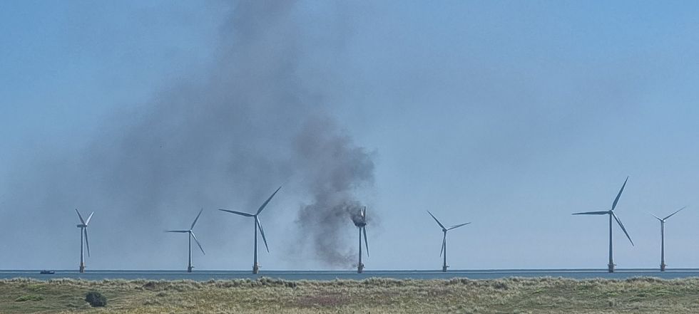 Scroby Sands: Huge plume of smoke engulfs sky after wind farm catches ...