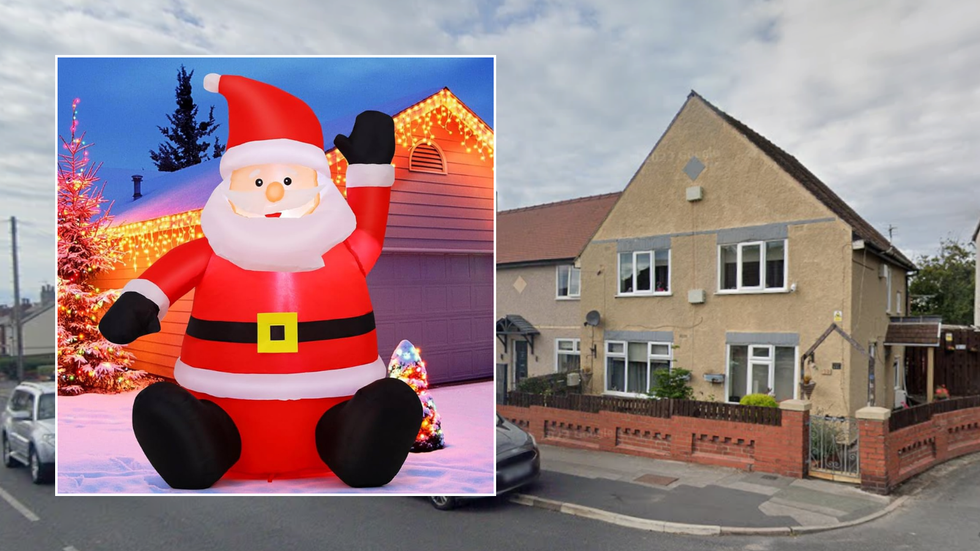 Inflatable santa/Thomas family home