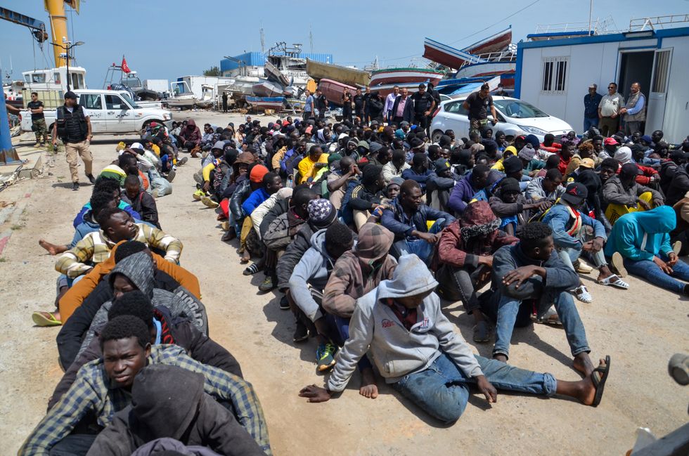 Irregular migrants during an operation carried out by the Tunisian National Guard against African irregular migrants who want to reach Europe illegally via the Mediterranean Sea