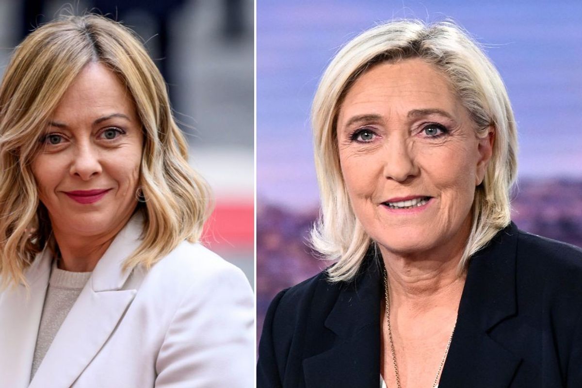 Italy's Prime Minister Giorgia Meloni and Marine Le Pen leader of National Rally