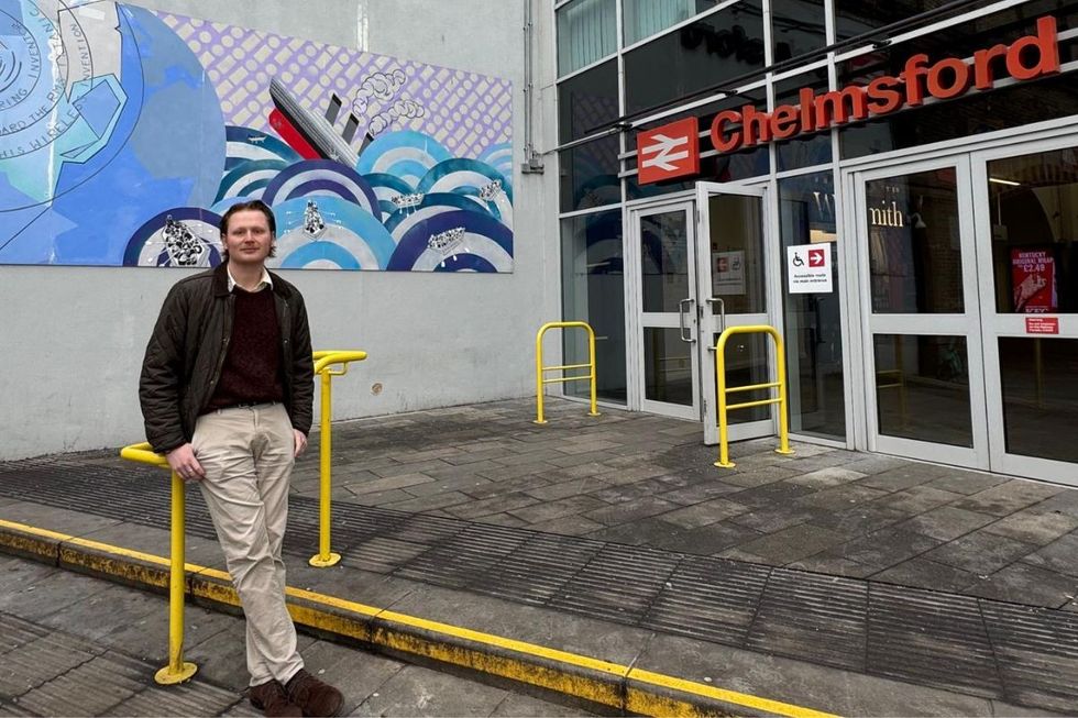 Jack Walters outside Chelmsford Train Station