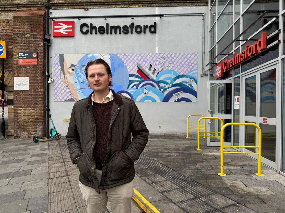 Jack Walters outside Chelmsford Train Station