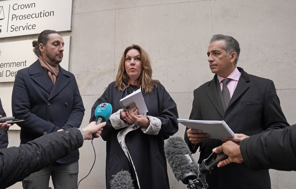 James Coates, son of Ian Coates, Emma Webber, mother of Barnaby Webber and Dr Sanjoy Kumar, father of Grace O'Malley-Kumar speak to the media