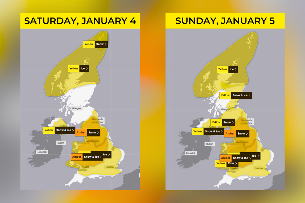 January 4 and 5 weather warnings