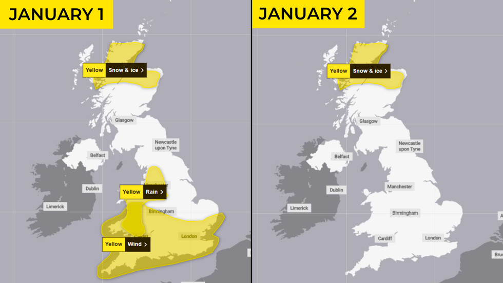 January weather warning maps