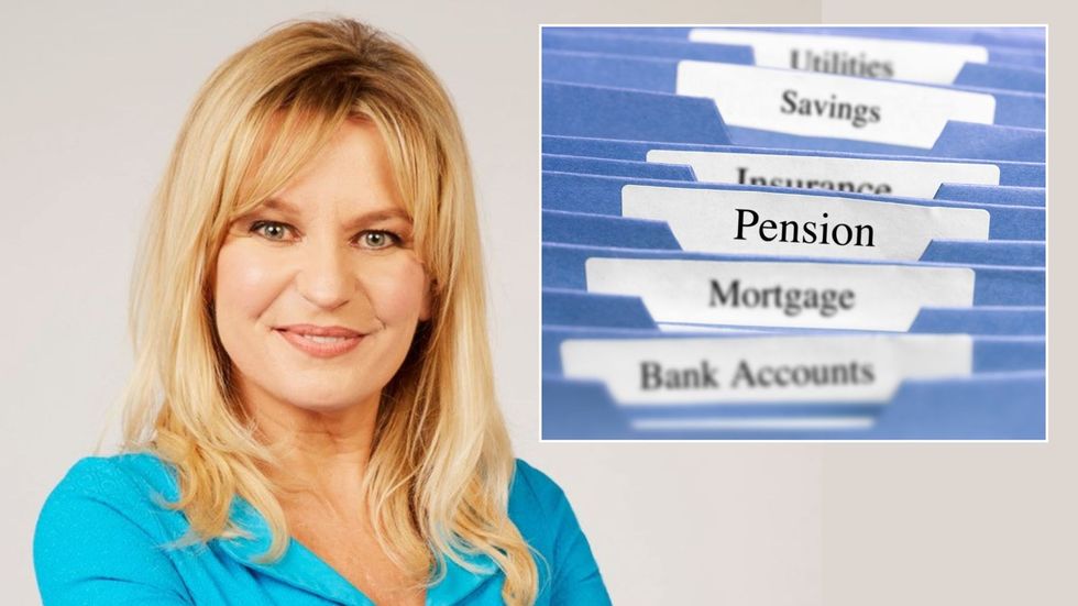 Jasmine Birtles in pictures beside pension folder