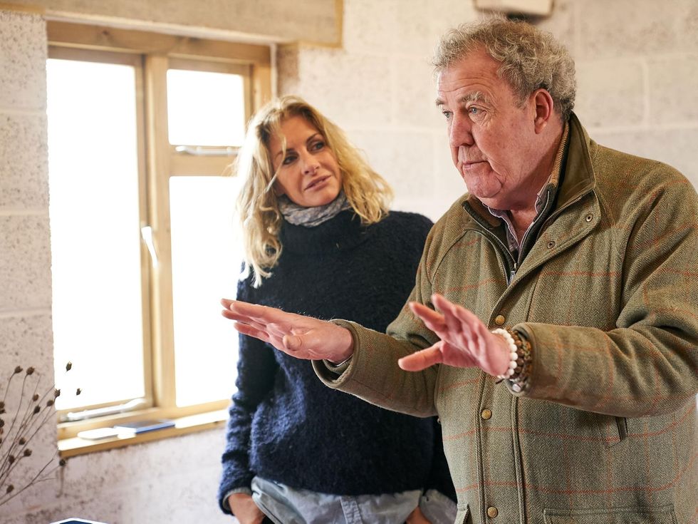 Jeremy Clarkson and girlfriend Lisa Hogan pictured while filming Clarkson's Farm