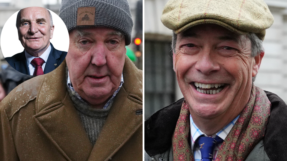 Jeremy Clarkson (left), Nigel Farage (right)