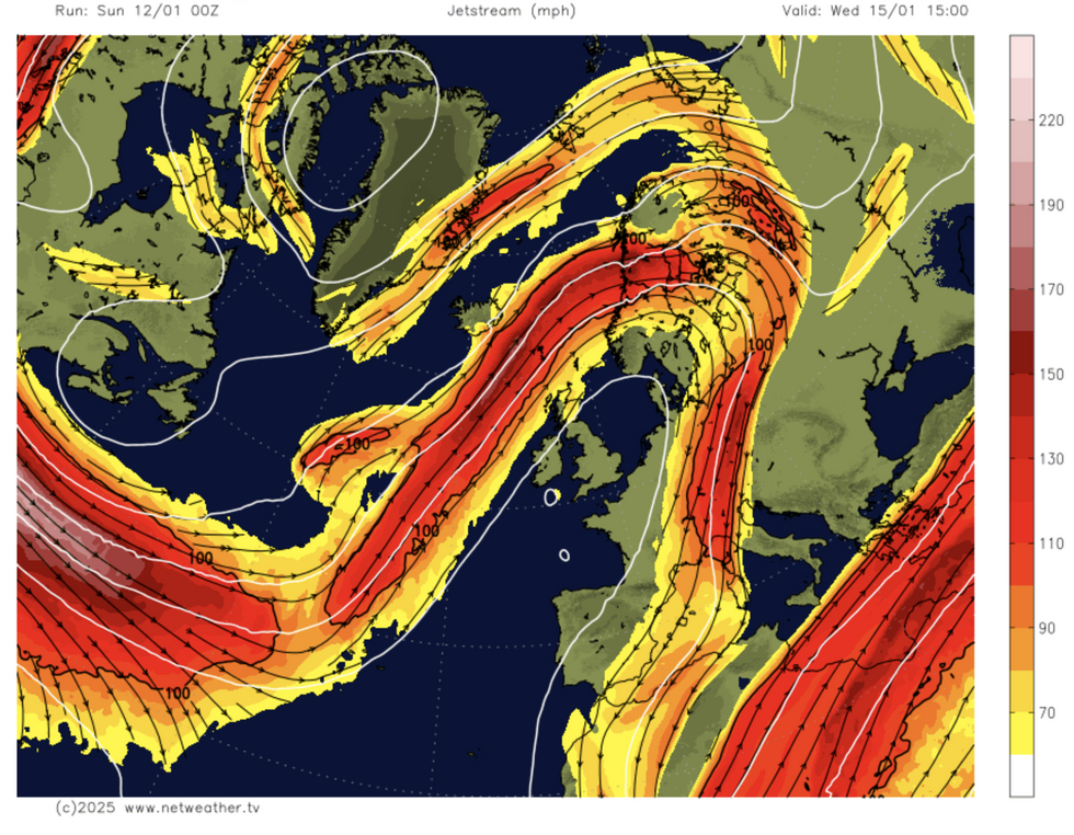 Jet stream shifts north (Netweather)