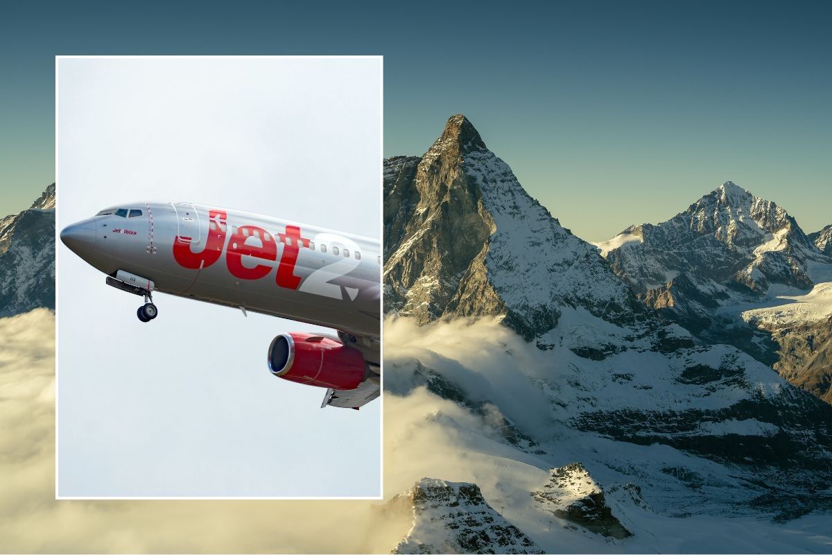 Jet2 plane stock image and mountain