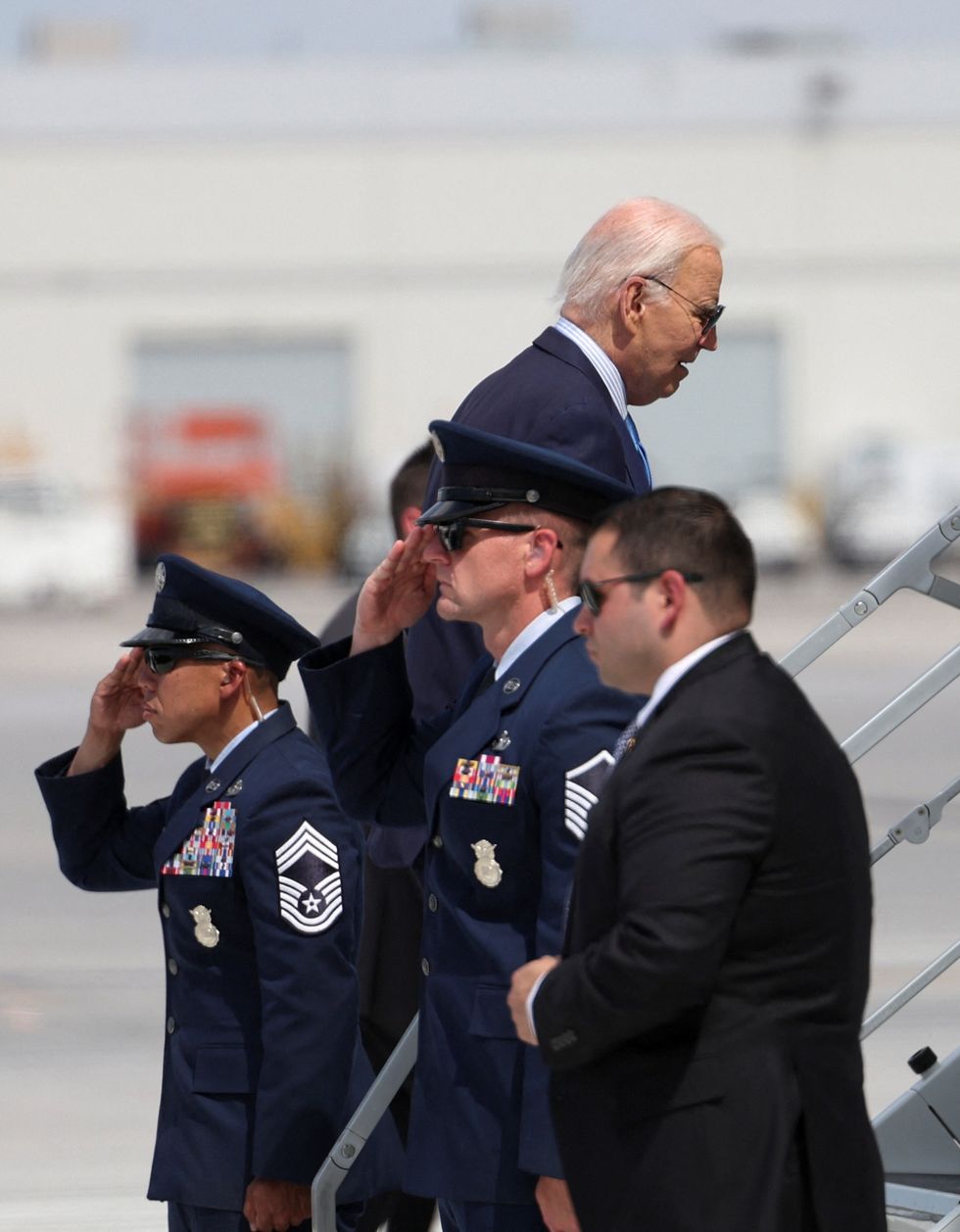 Joe Biden boards Air Force One, at Harry Reid international airport in Las Vegas, Nevada