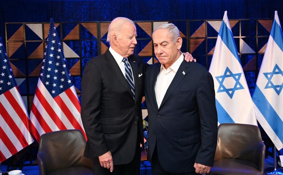 Joe Biden with Benjamin Netanyahu during a visit to Tel Aviv in October