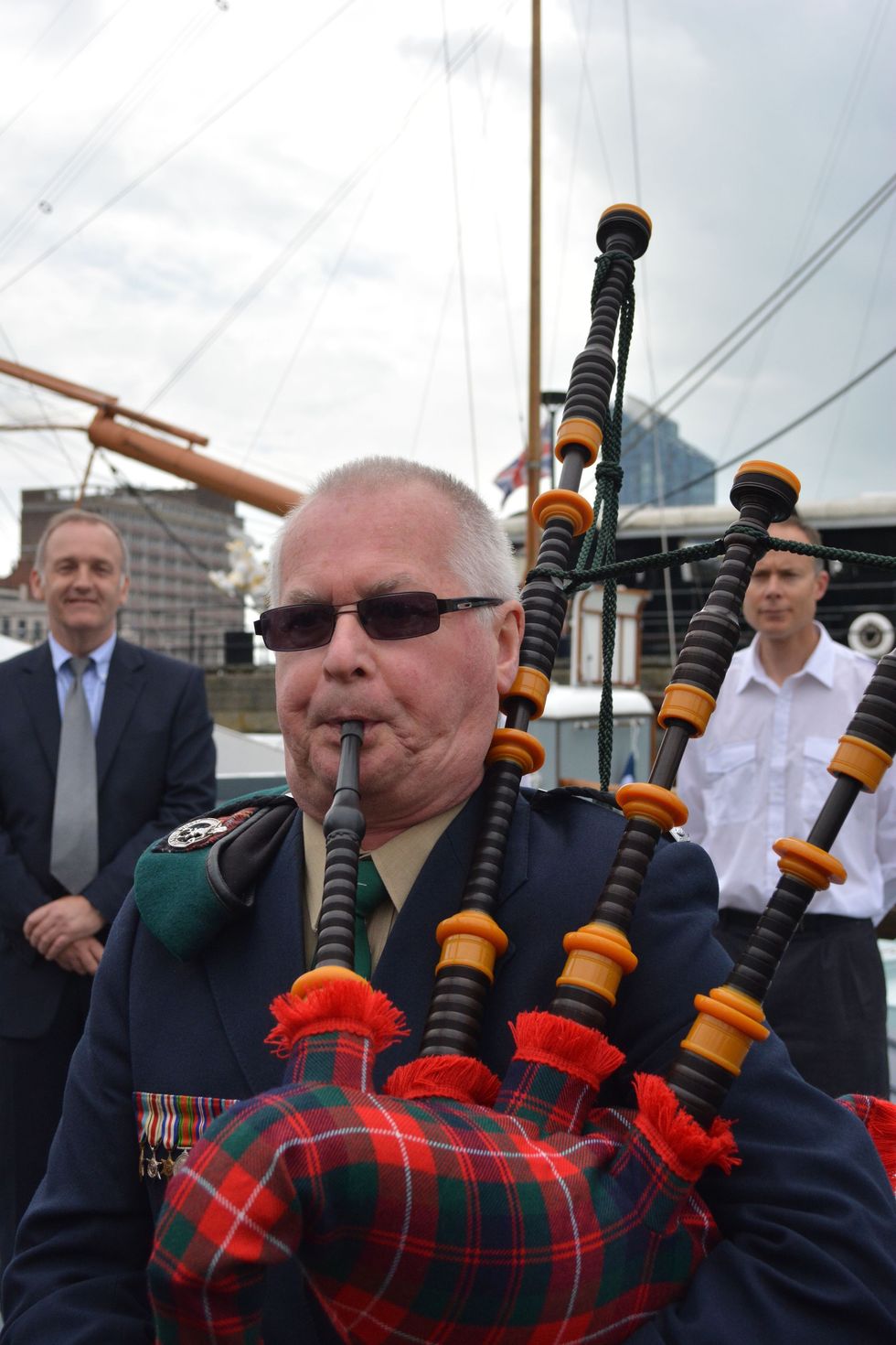 John Millin playing on Sword Beach at 70th D-Day anniversary