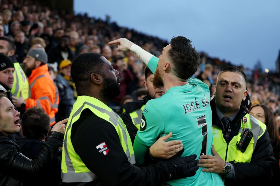 Jose Sa jumped into the crowd to confront a Wolves fan