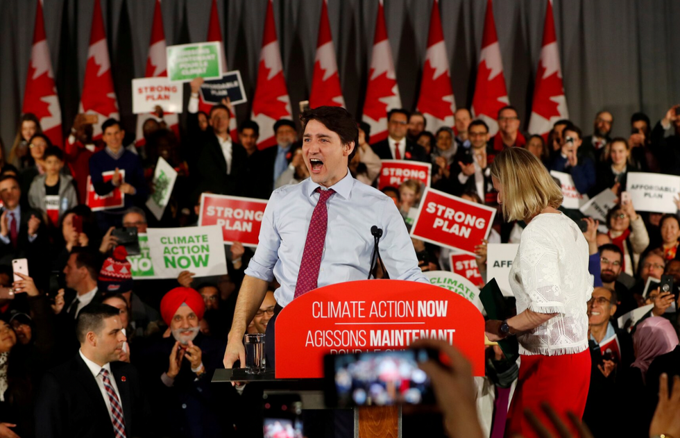 Justin Trudeau speaks during a Liberal Climate Action Rally in Toronto, Ontario, Canada March 4, 2019.