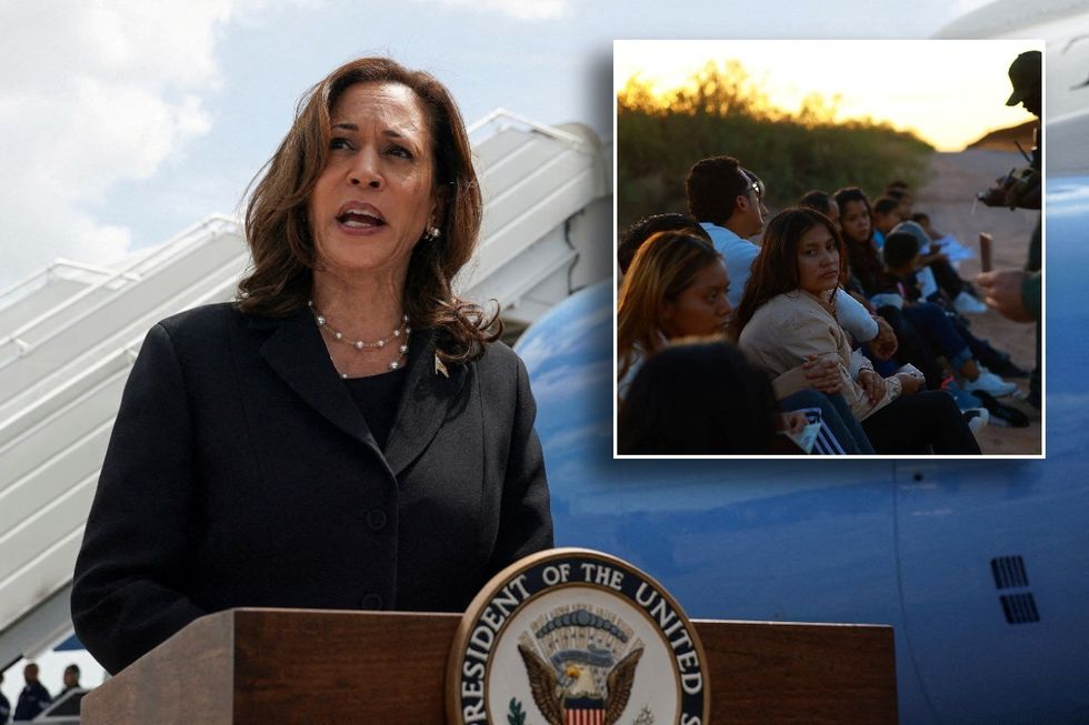 Kamala Harris and migrants on southern US border