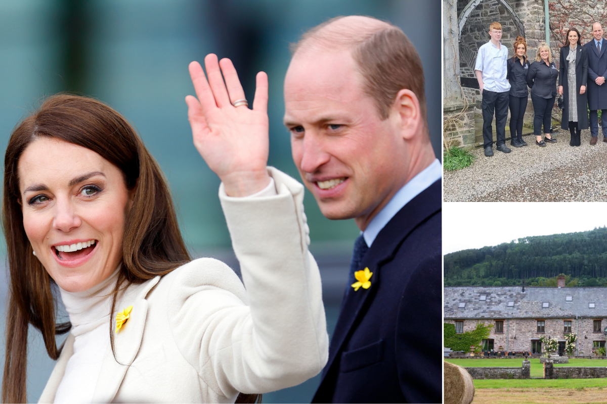 Kate and William in Wales/Kate and William with guesthouse staff/Airbnb
