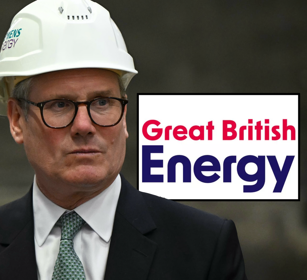 Keir Starmer (left), Great British Energy logo (right)