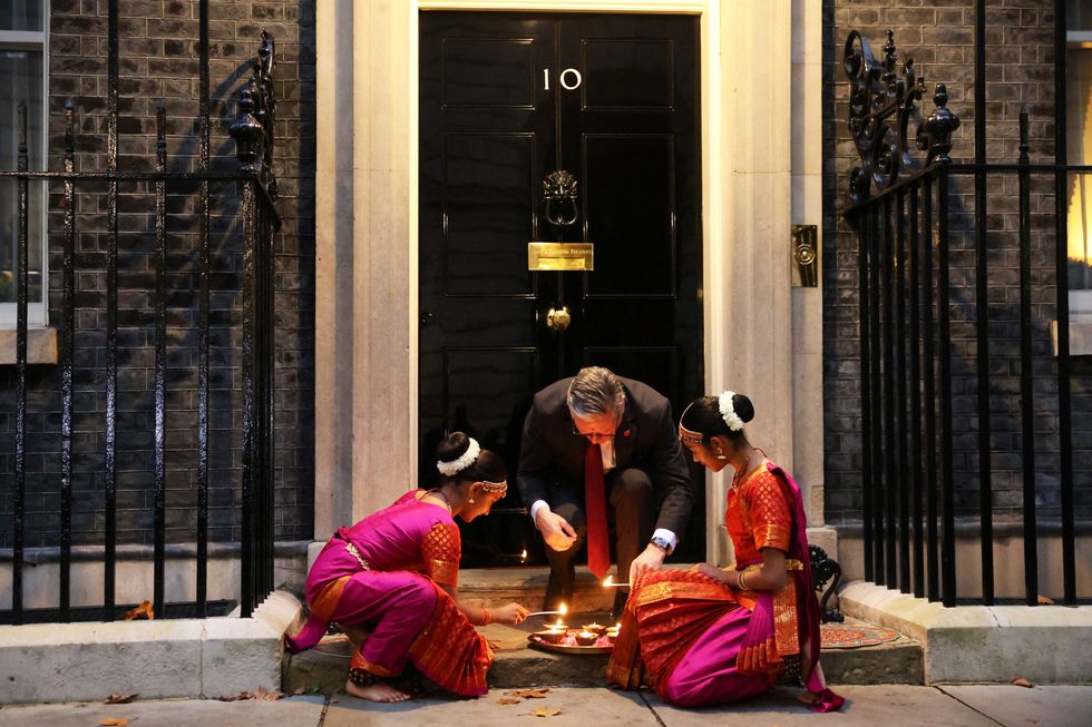 Keir Starmer outside Downing St to mark Diwali