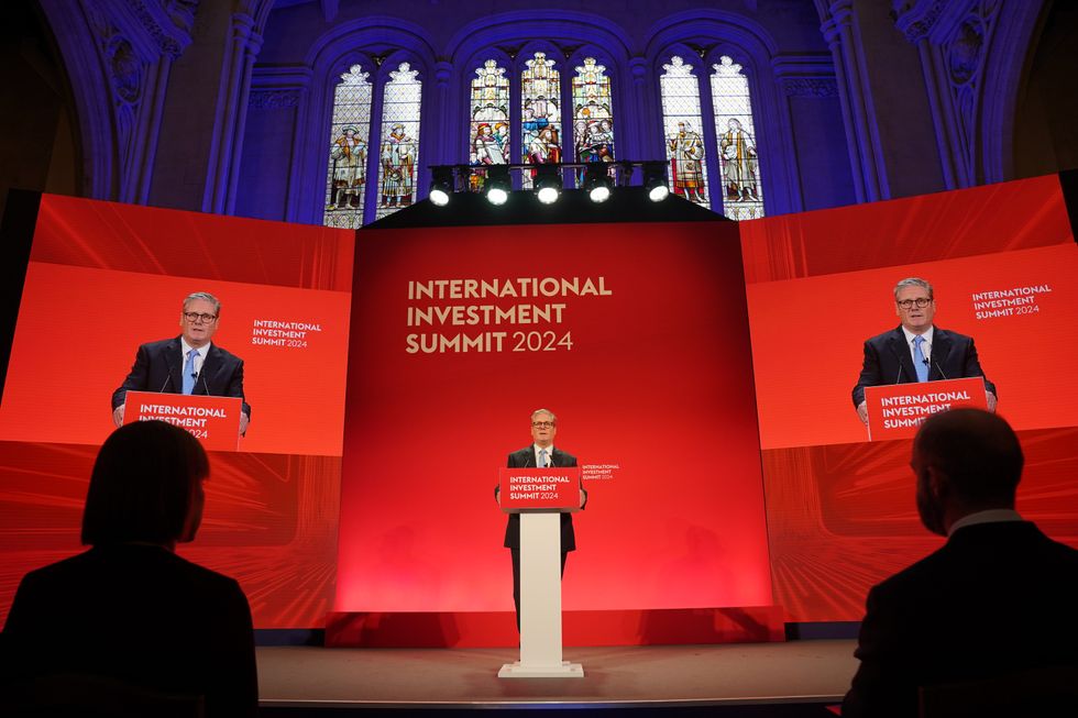 Keir Starmer speaking in London at the International