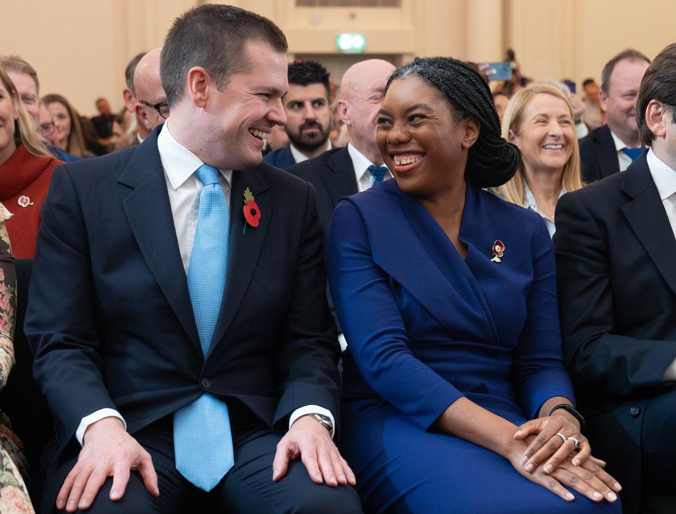 Kemi Badenoch celebrates after being announced as the new Conservative Party leader