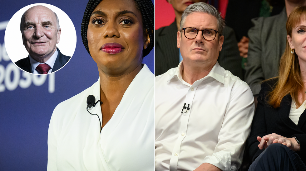 Kemi Badenoch (left), Keir Starmer, Rachel Reeves (right)