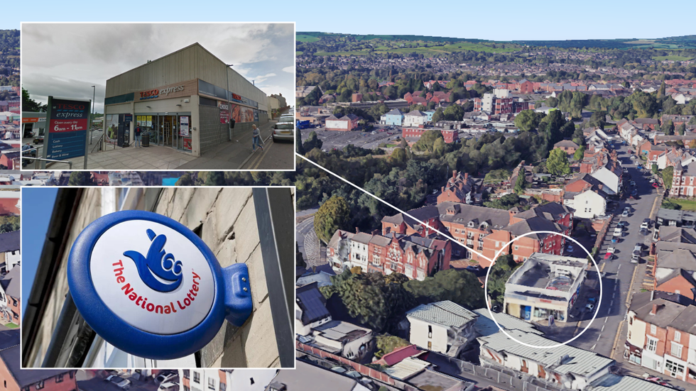 Kidderminster Tesco Express/National Lottery sign