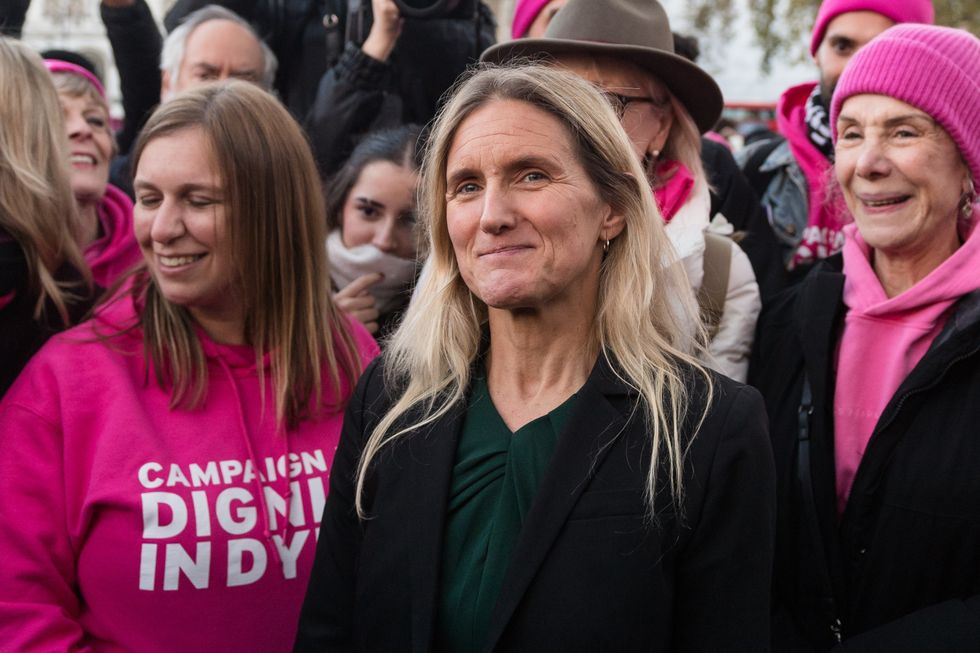 Kim Leadbeater MP joins supporters of assisted dying outside Parliament as MPs in the House of Commons voted by a majority of 55 in favour of Terminally Ill Adults (End of Life) Bill