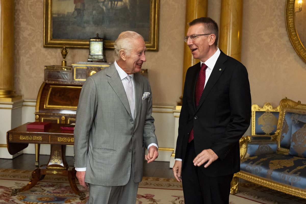 King Charles and President of Latvia Edgars Rinkevics