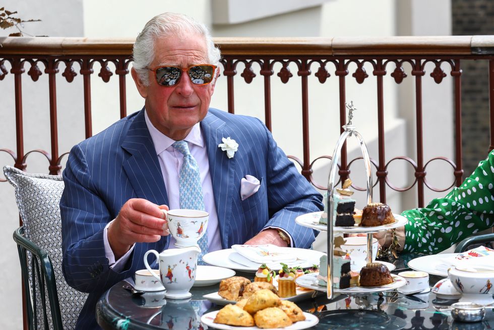 King Charles having tea