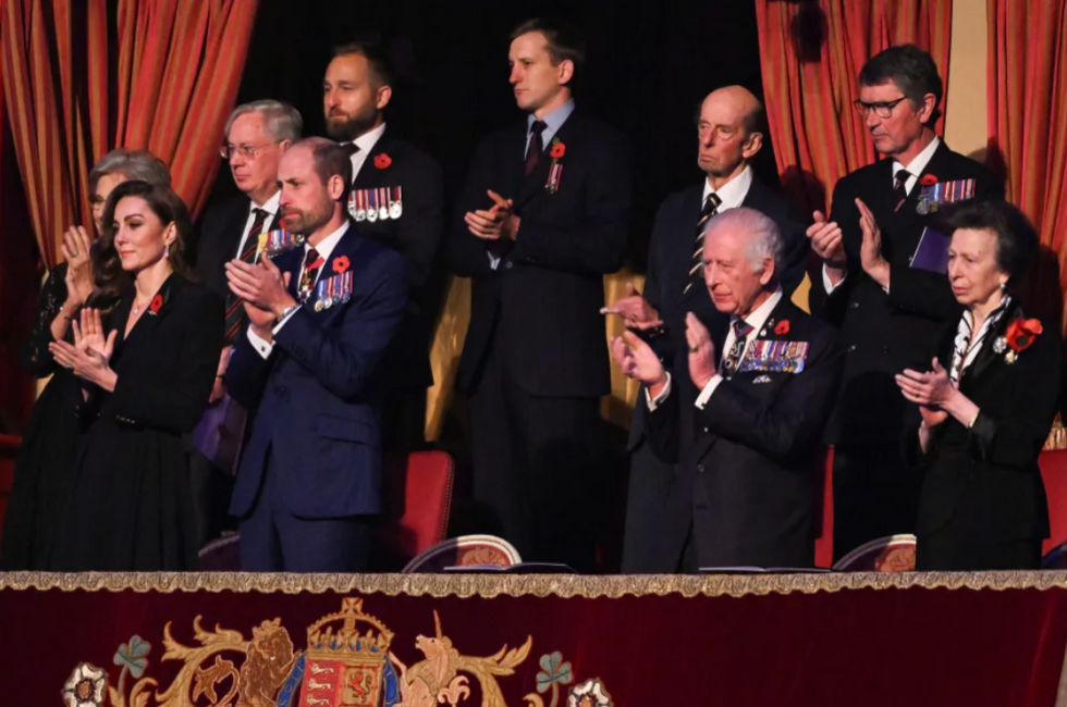 King Charles, Princess Royal and the Prince and Princess of Wales in the royal box