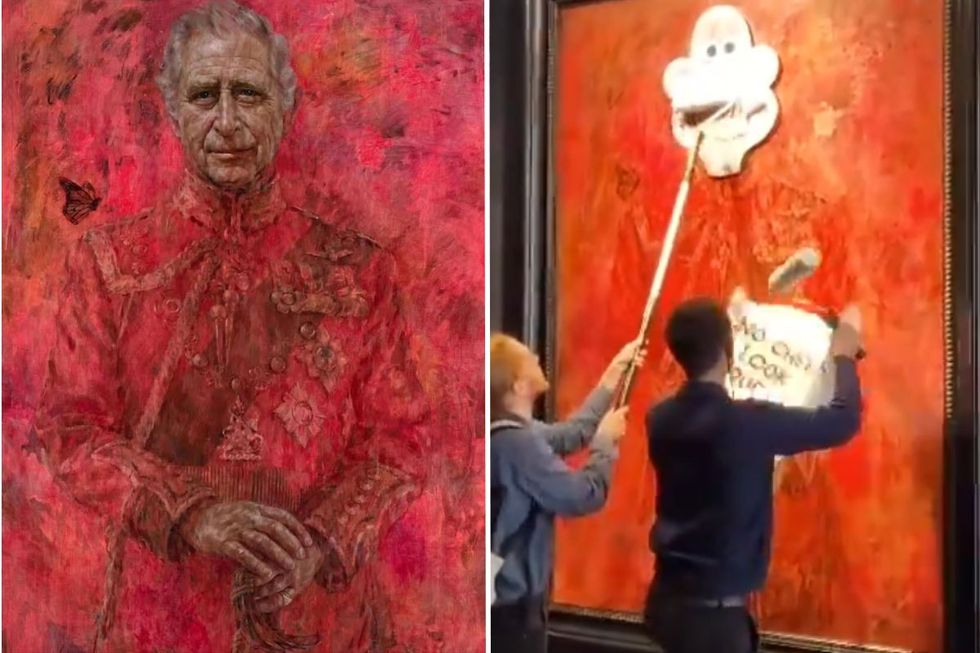 King Charles's new portrait vandalised at London art gallery