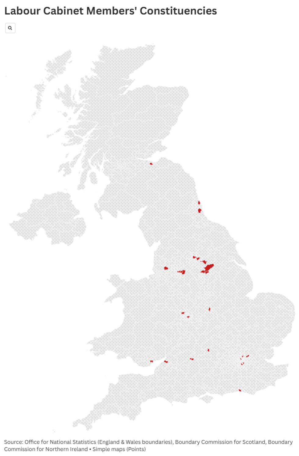 Labour Cabinet Members' constituencies