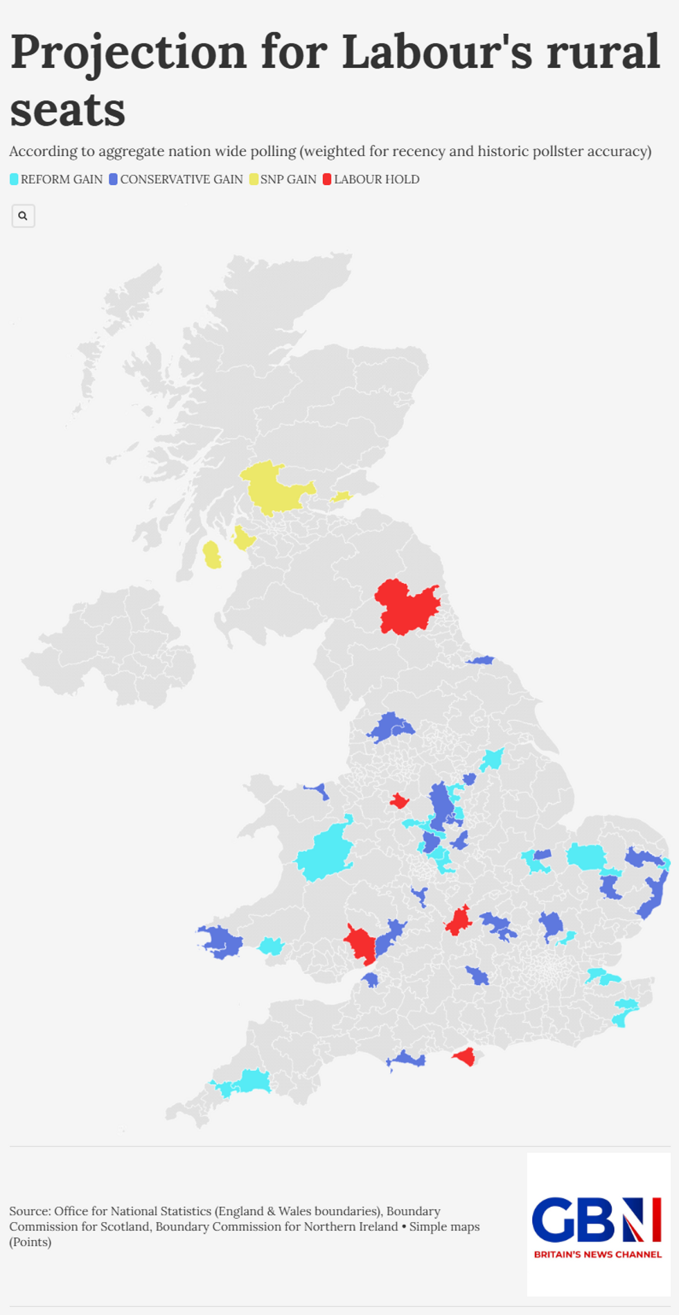 Labour rural seats projection