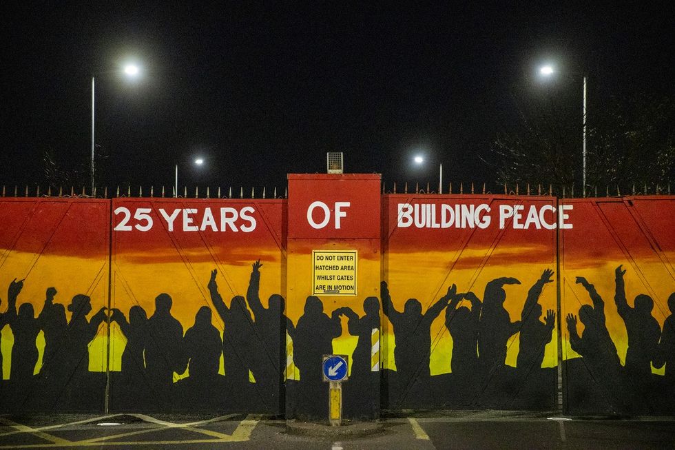 Lanark Way interface gates which allow traffic to move between the Republican and Loyalist areas of Belfast during limited times of the day has been painted ahead of the 25th anniversary of the Good Friday Agreement