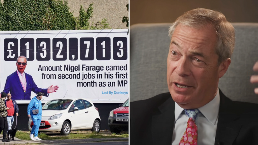 Led By Donkeys billboard and Nigel Farage