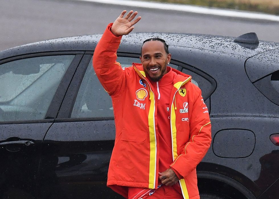 Lewis Hamilton was all smiles during his Ferrari test