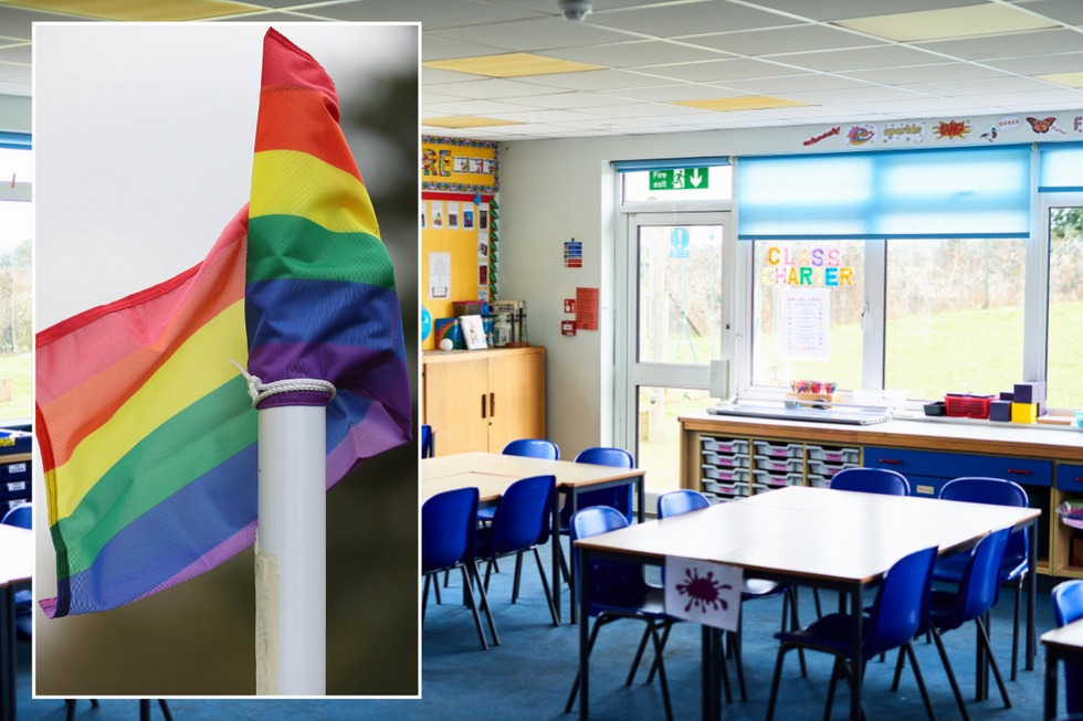 LGBT flag; school classroom (stock)