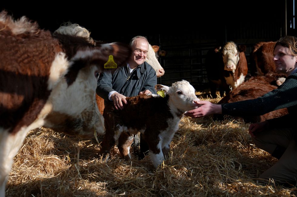 Liberal Democrats leader Sir Ed Davey after driving a tractor during a visit to White Lodge Farm, near North Walsham, Norfolk