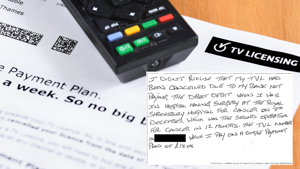 Licence fee/letter sent about the failed payment