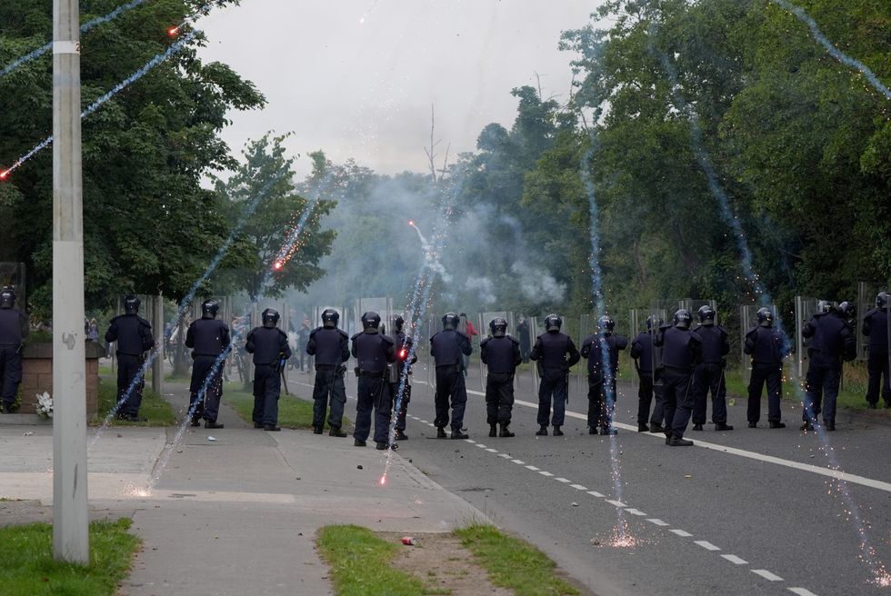 Line of Garda officers