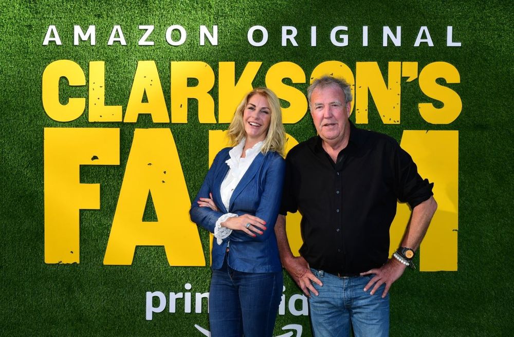 Lisa Hogan and Jeremy Clarkson pose at premiere of clarksons farm documentary