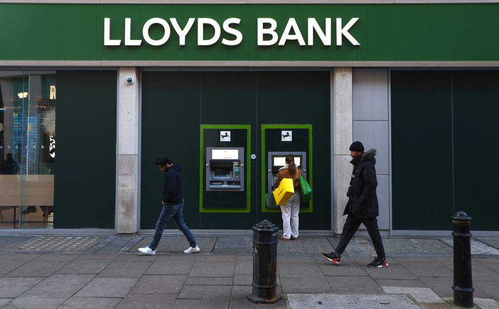 Lloyds Bank logo outside bank branch