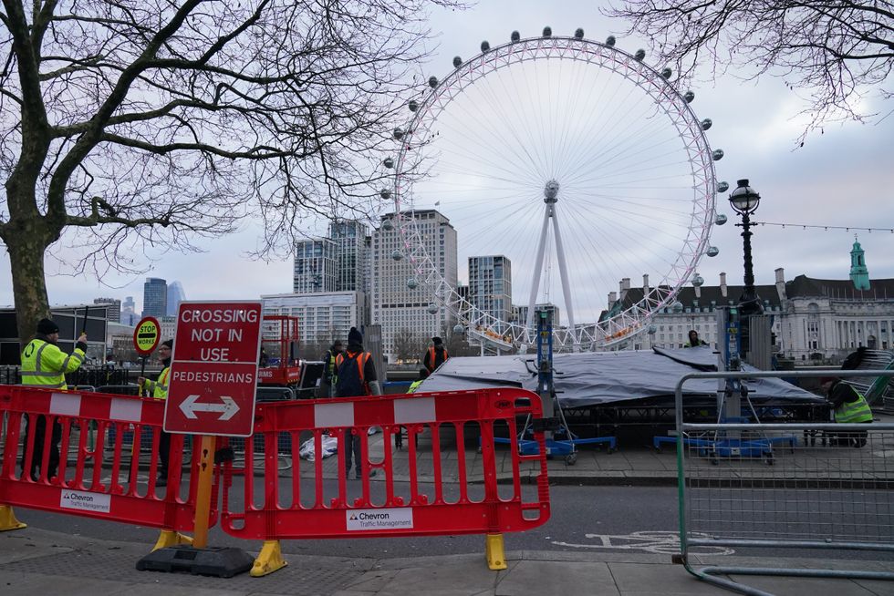 London New Year's fireworks preparations