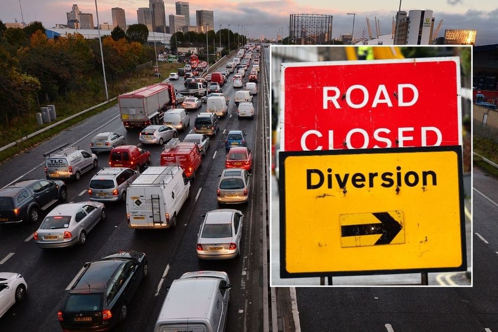 London traffic and a traffic sign