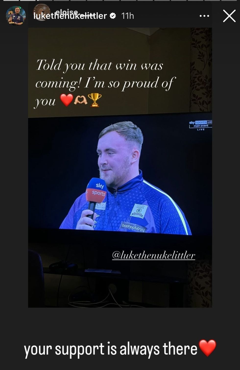 Luke Littler: Darts star sends five-word response to girlfriend after ...